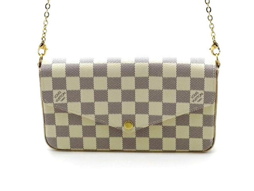 LOUIS VUITTON Shoulder Bag Felicie Damier Azur White Pink Ballerine